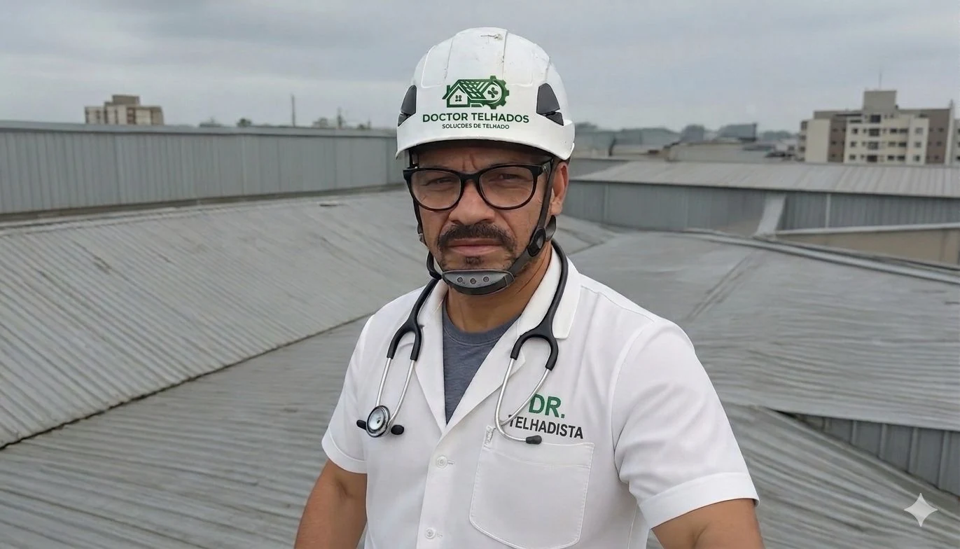 Especialista da Doctor Telhados em visita técnica sobre cobertura metálica